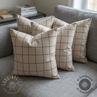 Decoratiestof Linenlook Freehand grid lines