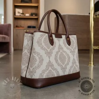 Decoratiestof Linenlook Baroque damask charm taupe