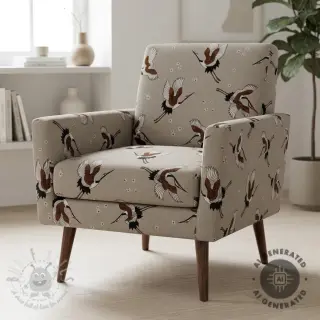 Decoratiestof Linenlook Crane blossom sky