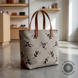 Decoratiestof Linenlook Crane blossom sky
