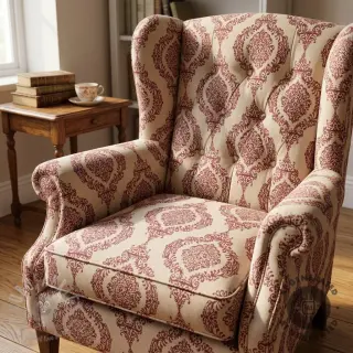 Decoratiestof Linenlook Baroque damask charm wine
