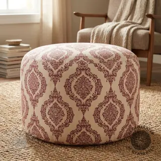 Decoratiestof Linenlook Baroque damask charm wine