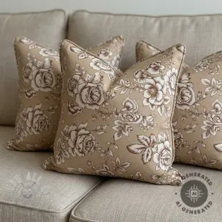 Decoratiestof Linenlook Elegant rose bloom yellow