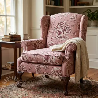 Decoratiestof Linenlook Elegant rose bloom wine