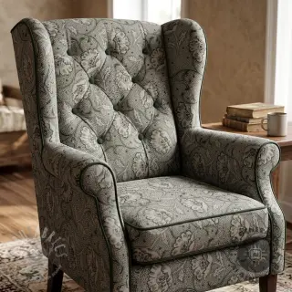 Decoratiestof Linenlook Bloomy art craft army