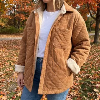 Ribfluweel QUILT light brown