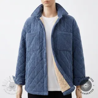 Ribfluweel QUILT navy