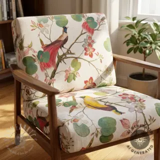 Decoratiestof Linenlook Orchid paradise bird digital print