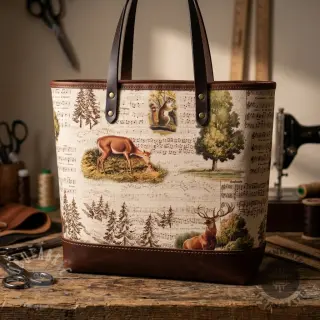 Decoratiestof Linenlook Forest deer song digital print