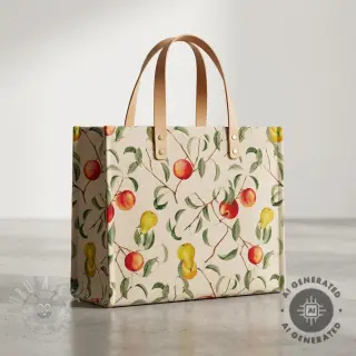 Decoratiestof Linenlook Apple pear branch digital print