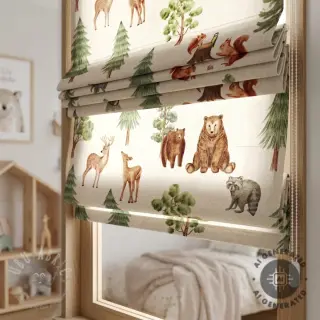 Decoratiestof Linenlook Wildwood animal scene digital print