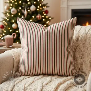 Decoratiestof Linenlook Little Xmas stripe