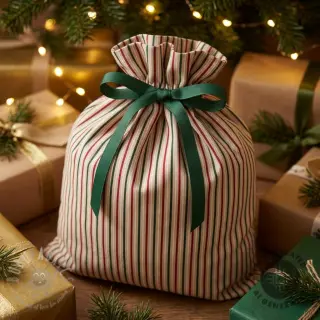 Decoratiestof Linenlook Little Xmas stripe