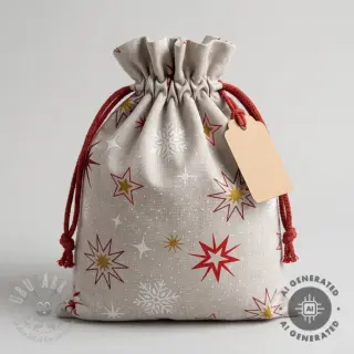 Decoratiestof Linenlook Magic star red gold