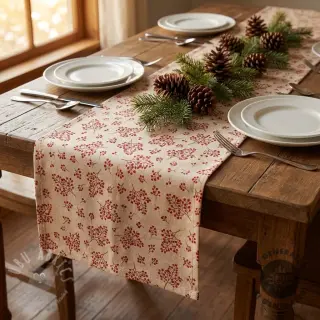 Decoratiestof Linenlook Winter berry bloom