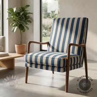 Decoratiestof Linenlook Joyful basic stripe denim