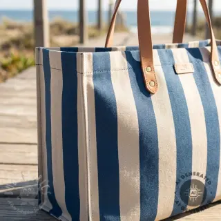 Decoratiestof Linenlook Joyful basic stripe denim