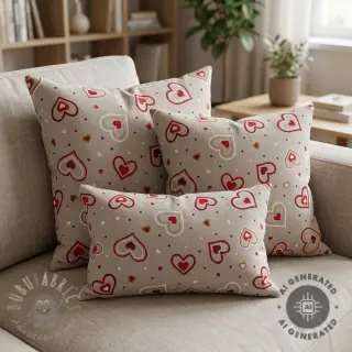Decoratiestof Linenlook Sweet heart joy