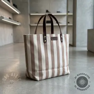 Decoratiestof Linenlook Joyful basic stripe taupe