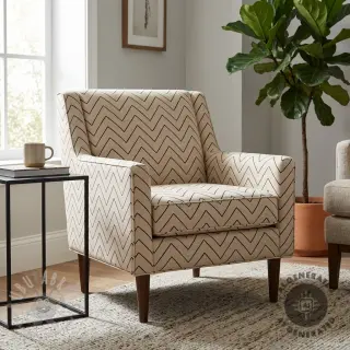 Decoratiestof Linenlook Freehand zigzag lines