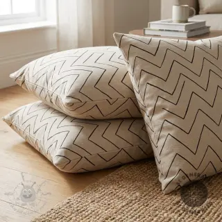 Decoratiestof Linenlook Freehand zigzag lines