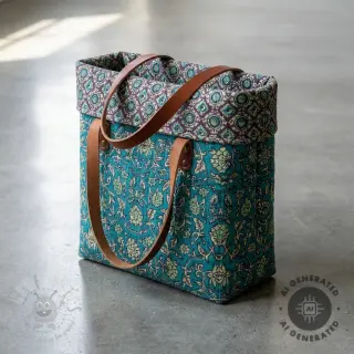 Fluweel VELVET QUILT Flowers abstract petrol