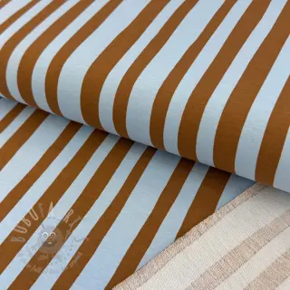 Sweaterstof Stripes by JENNIFER BOURON blue brown ORGANIC