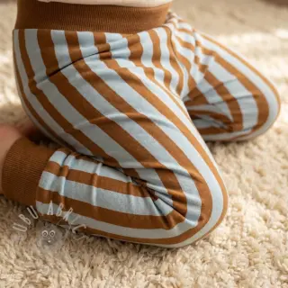 Sweaterstof Stripes by JENNIFER BOURON blue brown ORGANIC