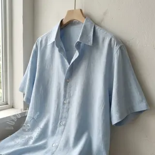 Viscose met linnen WASHED light blue