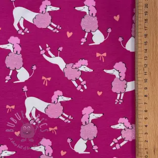 Tricot Glitter poodles fuchsia