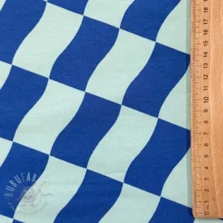 Geruwde sweaterstof SOFT Checks mint blue