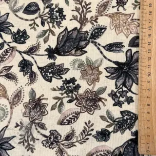 Tricot met linnen Flowers navy digital print