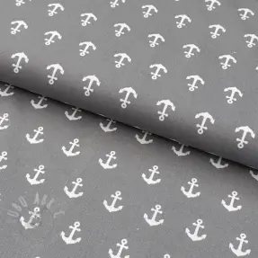 Katoenen stof Anchors grey
