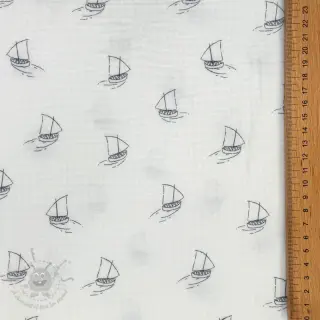 Dubbelgaas/mousseline Boats white