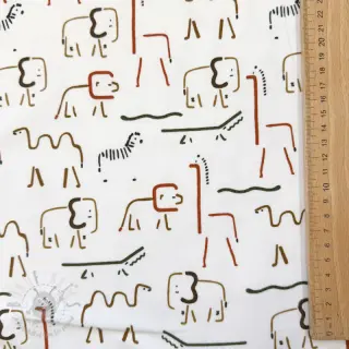 Geruwde sweaterstof SOFT Safari animals off white