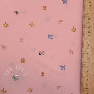 Katoenen stof Giraffe with flowers FIELD rose ORGANIC