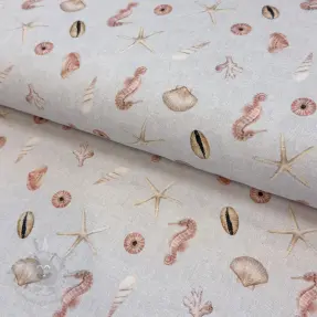 Decoratiestof Shells linen ecru digital print