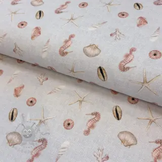 Decoratiestof Shells linen ecru digital print