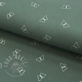 Babyrib cord GLITTER Butterflies sage