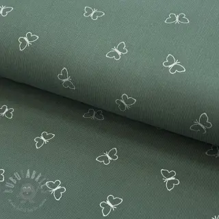 Babyrib cord GLITTER Butterflies sage