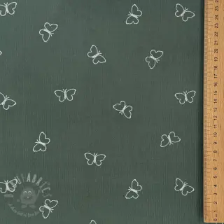 Babyrib cord GLITTER Butterflies sage