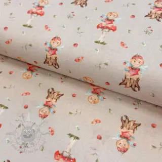 Katoenen stof Sweet elf light sand digital print