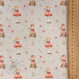 Katoenen stof Sweet elf light sand digital print