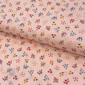 Katoenen stof Small flowers light salmon ORGANIC