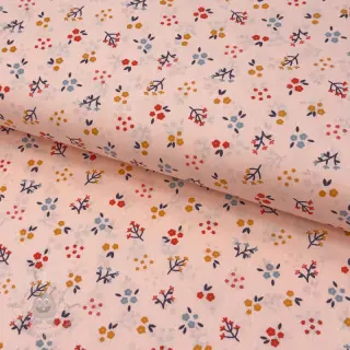 Katoenen stof Small flowers light salmon ORGANIC