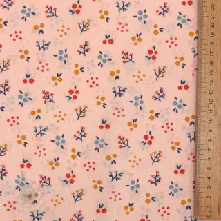 Katoenen stof Small flowers light salmon ORGANIC