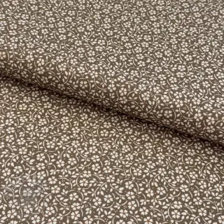 Katoenen stof Flowers and dots moss green