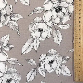 Decoratiestof Flowers taupe digital print