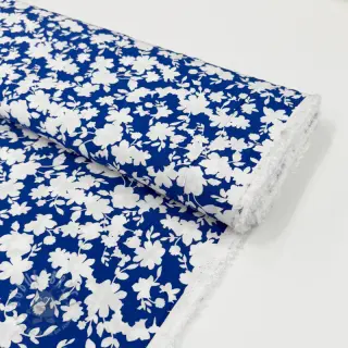 Viscose STRETCH Flowers cobalt