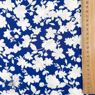 Viscose STRETCH Flowers cobalt